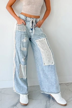 Annabell POL Patchwork Wide Leg Jeans (Denim) Annabell POL Patchwork Wide Leg Jeans (Denim)
