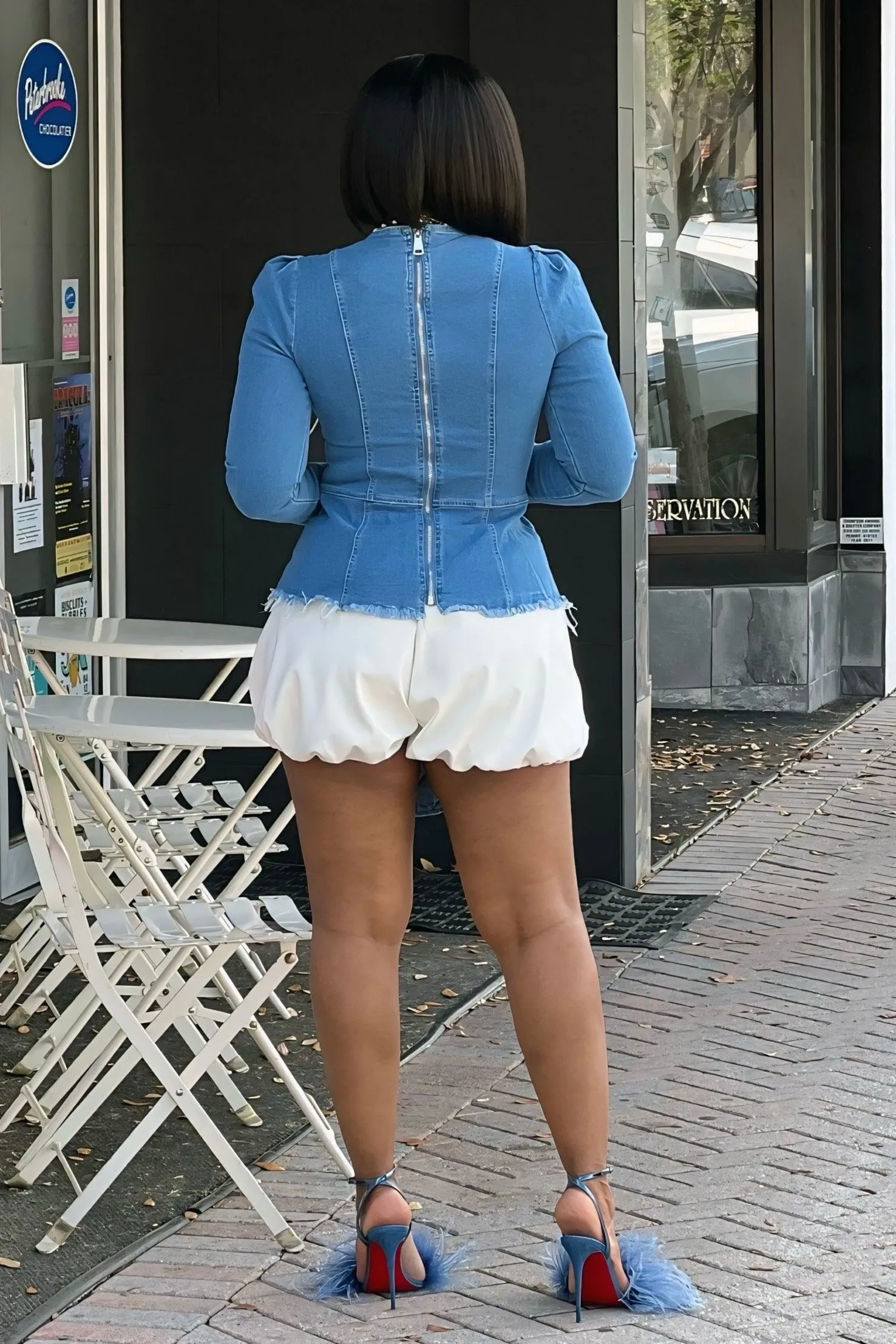 Annalea Mood Lace-Up Denim Corset Top