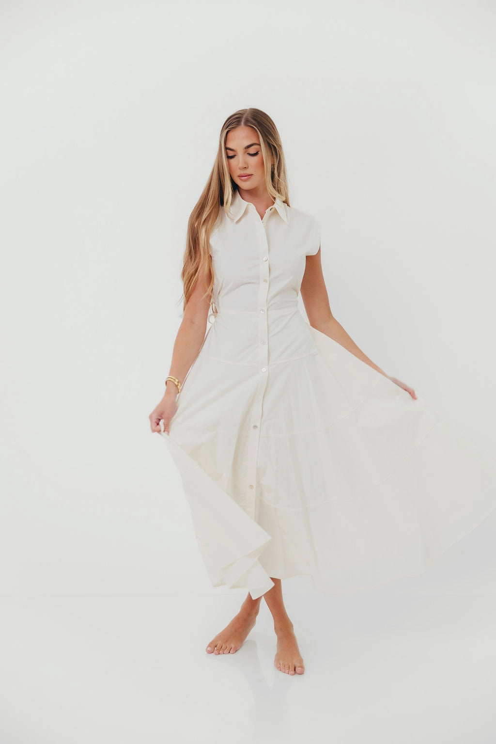 AnnaLynne Midi Dress in Milk White