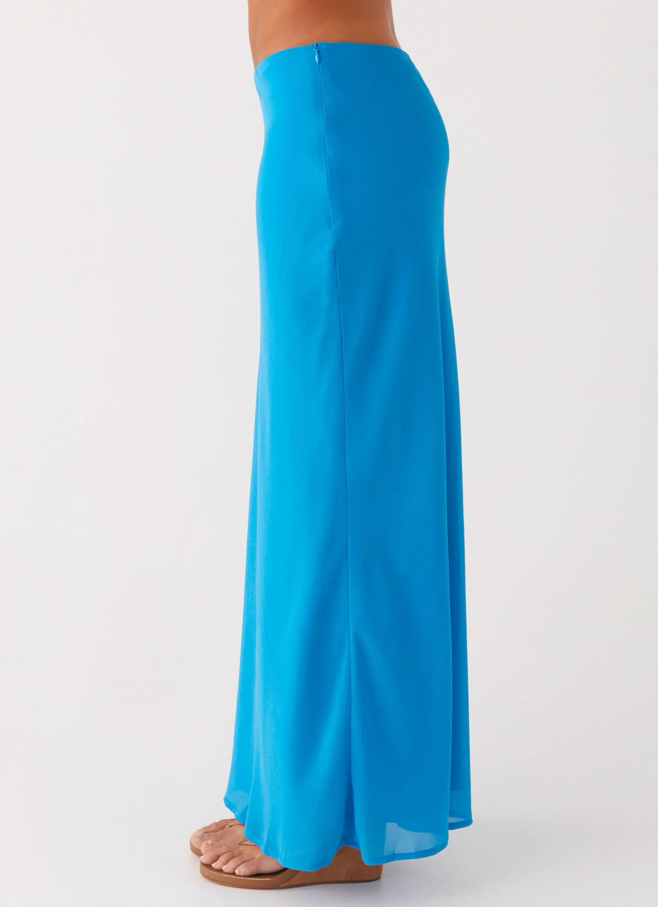 Another Life Chiffon Maxi Skirt - Turquoise