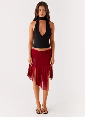 Anthea Mesh Midi Skirt - Red Anthea Mesh Midi Skirt - Red