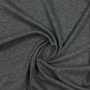 Anthracite Merino Wool Rib Knit Fabric - 1x1