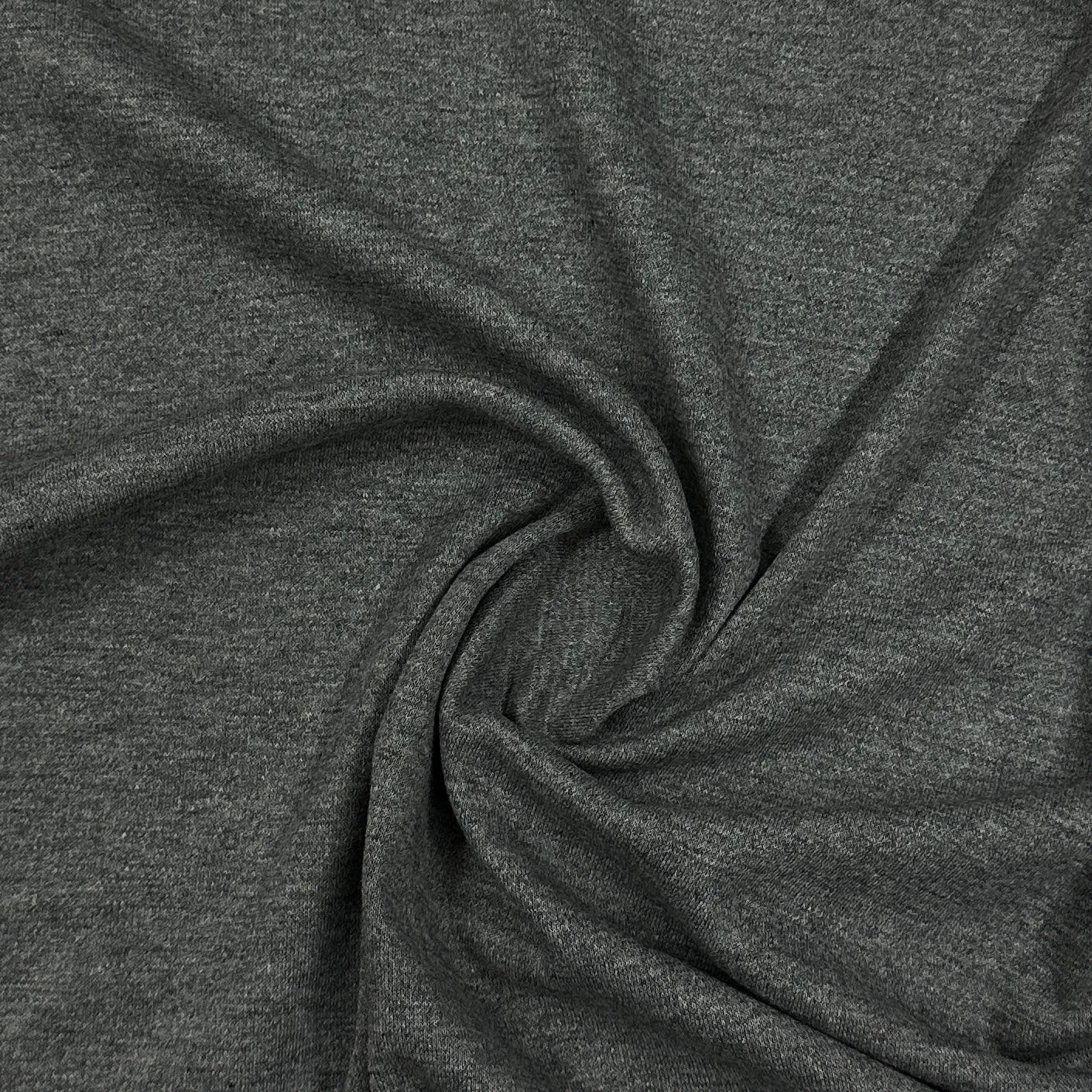 Anthracite Merino Wool Rib Knit Fabric - 1x1