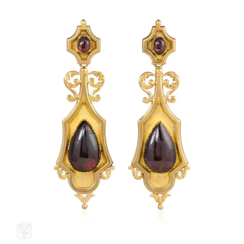Antique day-to-night gold and garnet earrings