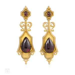 Antique day-to-night gold and garnet earrings