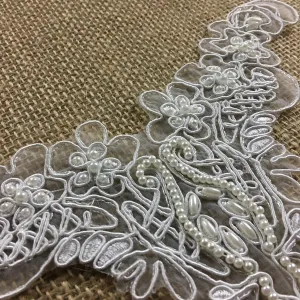 Applique Piece Lace Corded Beaded Communion Christening Baptism Yoke Neckpiece, 8"x5", White, Garments Dance Theater Costumes Tops ⭐