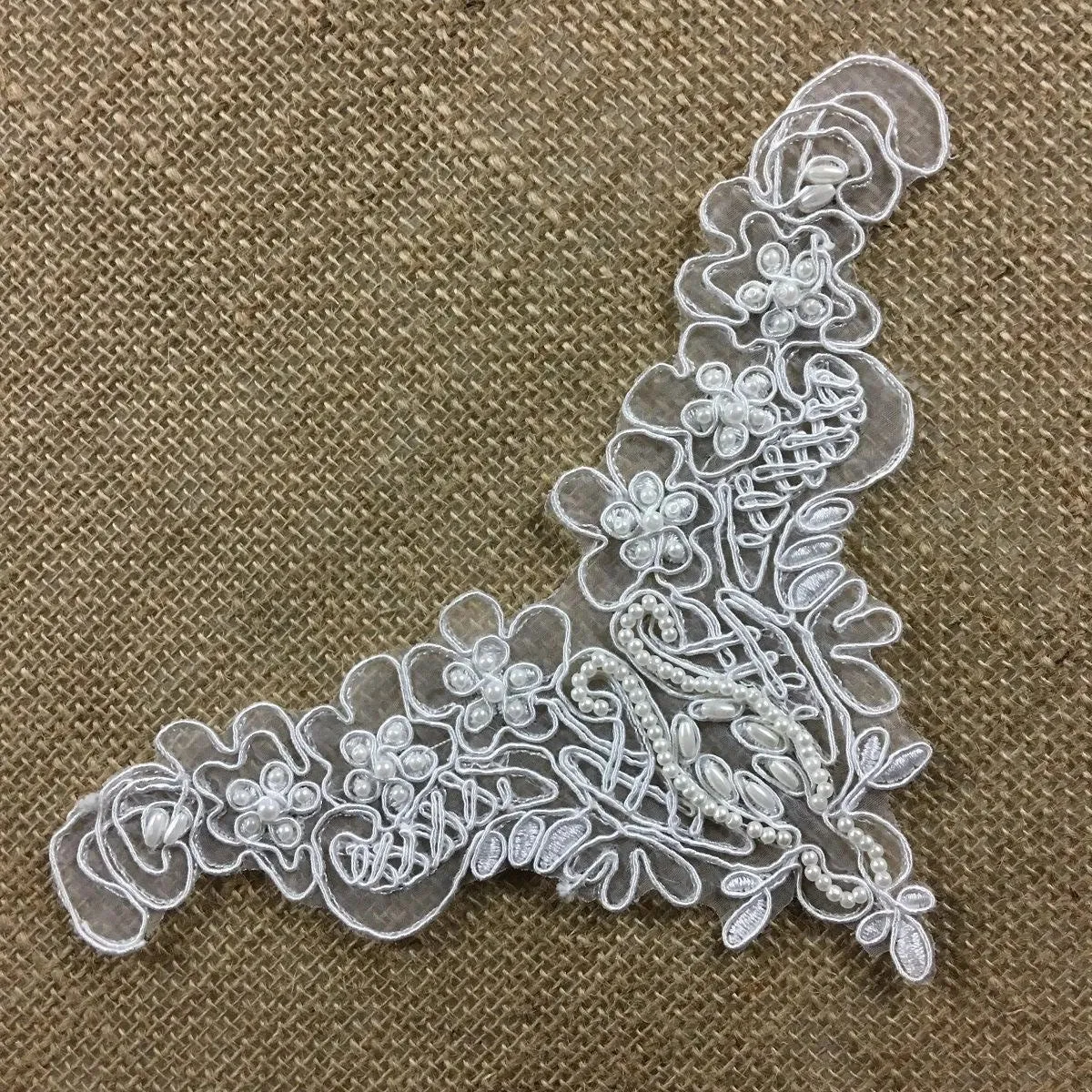 Applique Piece Lace Corded Beaded Communion Christening Baptism Yoke Neckpiece, 8"x5", White, Garments Dance Theater Costumes Tops ⭐