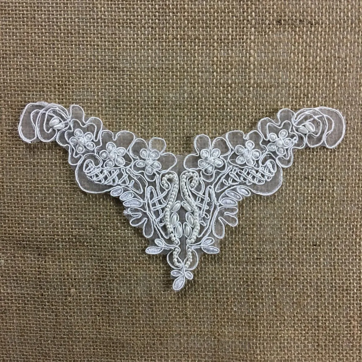 Applique Piece Lace Corded Beaded Communion Christening Baptism Yoke Neckpiece, 8"x5", White, Garments Dance Theater Costumes Tops ⭐