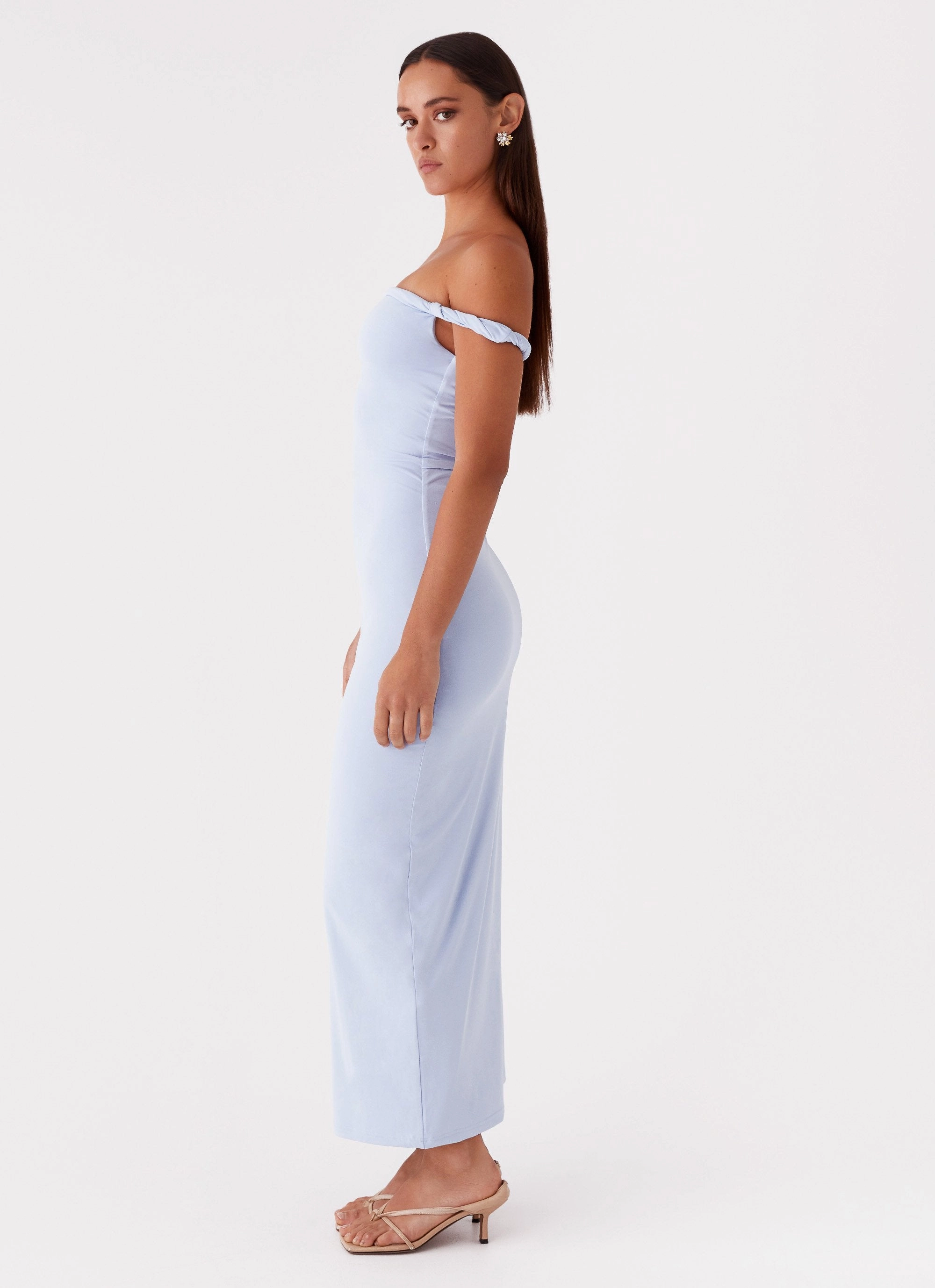 Arabella Twist Shoulder Maxi Dress - Blue