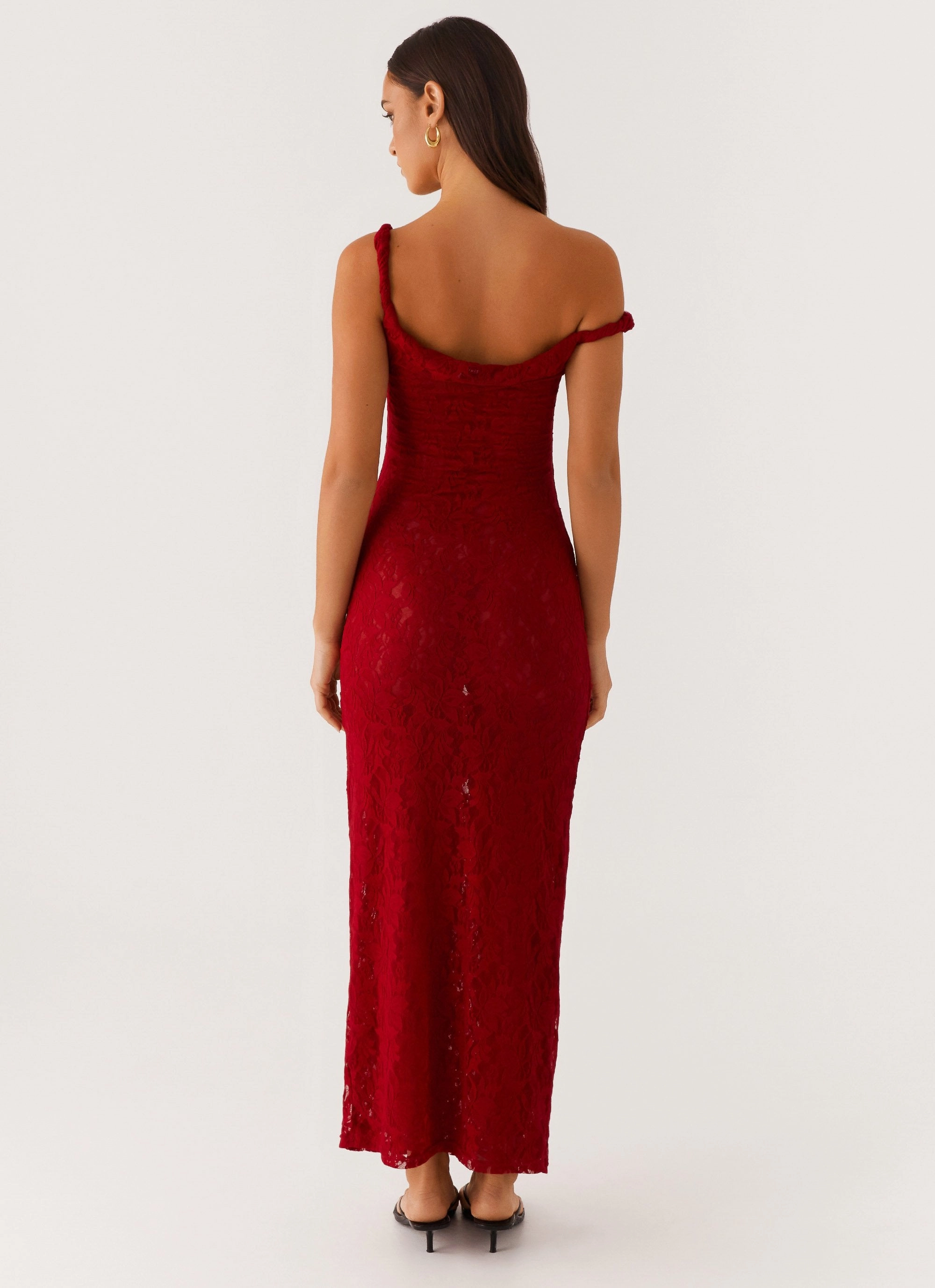 Arabella Twist Shoulder Maxi Dress - Maroon