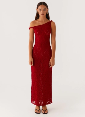 Arabella Twist Shoulder Maxi Dress - Maroon Arabella Twist Shoulder Maxi Dress - Maroon