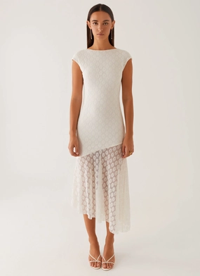 Arielle Open Back Midi Dress - White Arielle Open Back Midi Dress - White