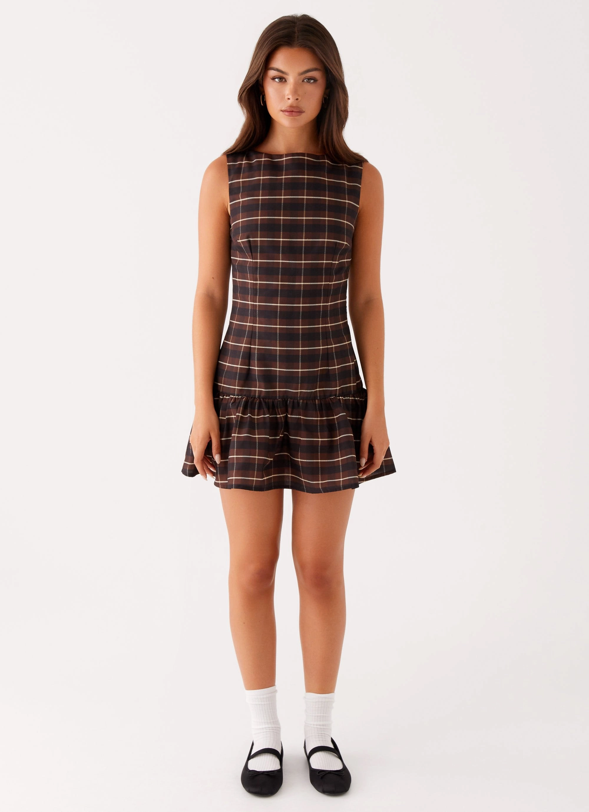 Arizona Mini Dress - Brown Black Check