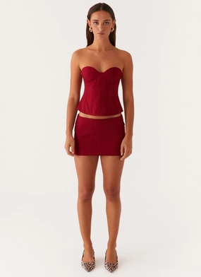 Armelle Micro Mini Skirt - Maroon Armelle Micro Mini Skirt - Maroon