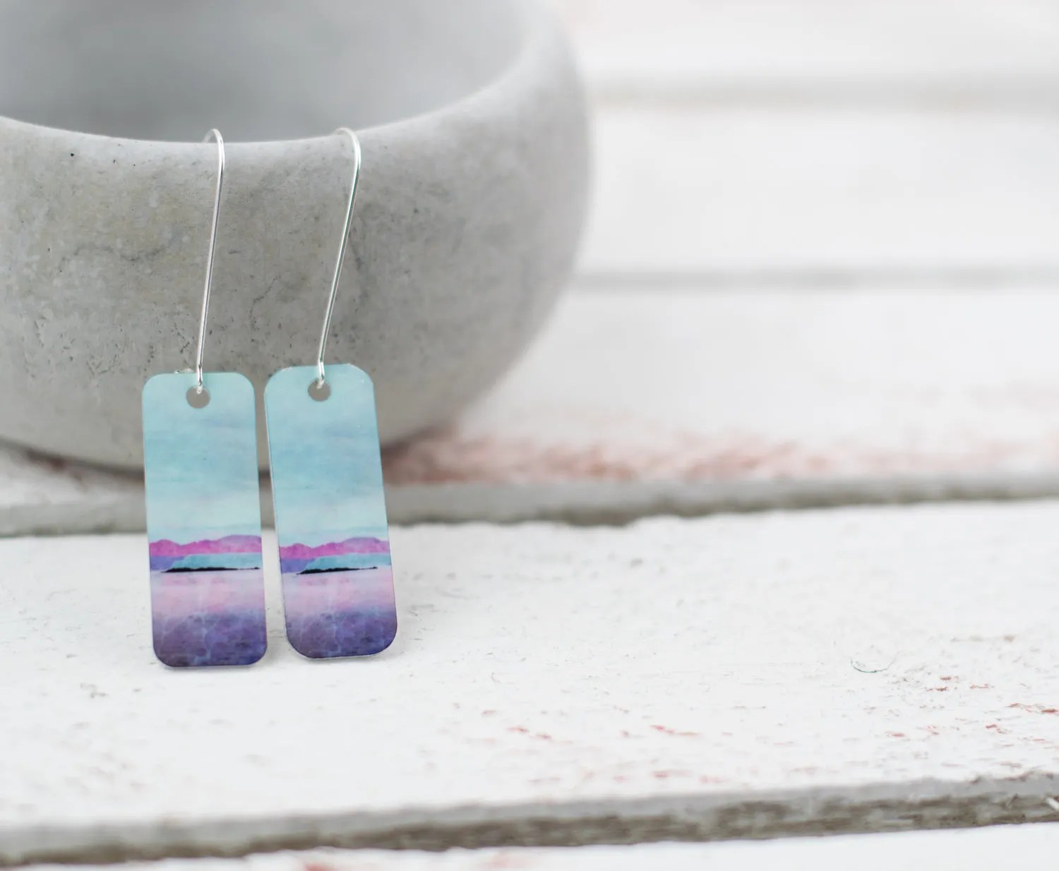 Arran over the Sound of Bute Aluminum & Silver Earrings