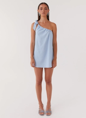 Art Of Waves Linen Mini Dress - Cerulean Art Of Waves Linen Mini Dress - Cerulean