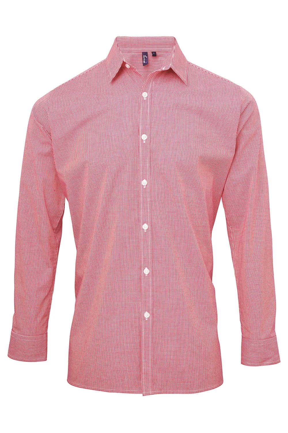 Artisan Collection Mens Microcheck Gingham Long Sleeve Button Down Shirt - Red/White