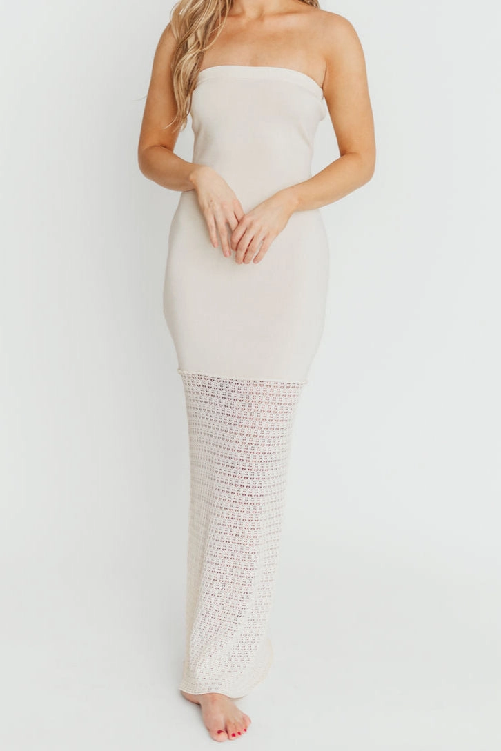 Arya Crochet Bottom Midi Dress in Cream *Final-Sale*