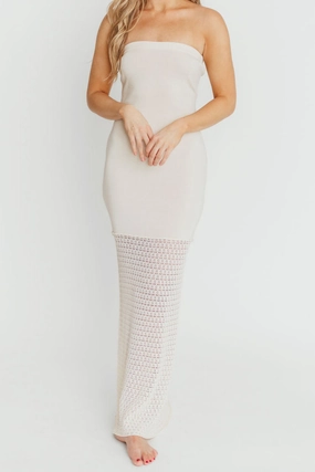 Arya Crochet Bottom Midi Dress in Cream *Final-Sale* Arya Crochet Bottom Midi Dress in Cream *Final-Sale*