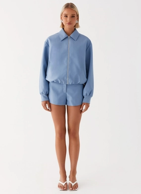 Aspen Oversized Bomber Jacket - Blue Aspen Oversized Bomber Jacket - Blue