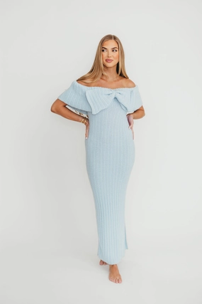 Aston Bow Front Maxi Sweater Dress in Ice Metal?C Bump Friendly & Inclusive Sizing (S-3XL) Aston Bow Front Maxi Sweater Dress in Ice Metal?C Bump Friendly & Inclusive Sizing (S-3XL)