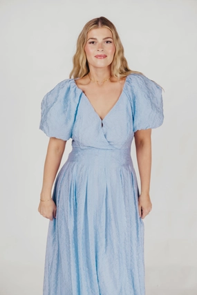 ASTR Linette Jacquard Midi Dress in Blue ASTR Linette Jacquard Midi Dress in Blue