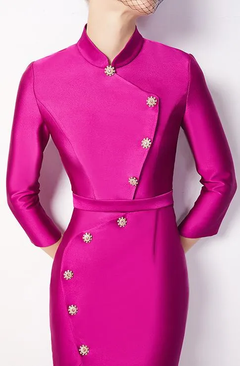 Asymmetrical Button-Embellished Dress