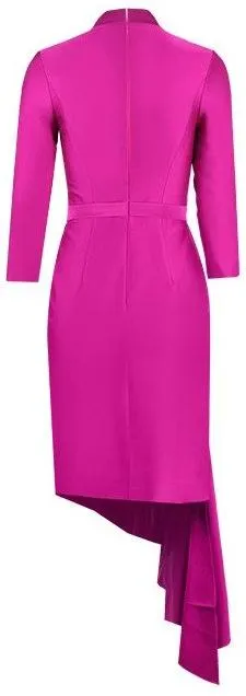 Asymmetrical Button-Embellished Dress
