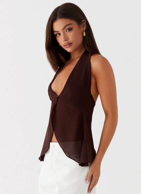 At Last Halterneck Top - Brown At Last Halterneck Top - Brown
