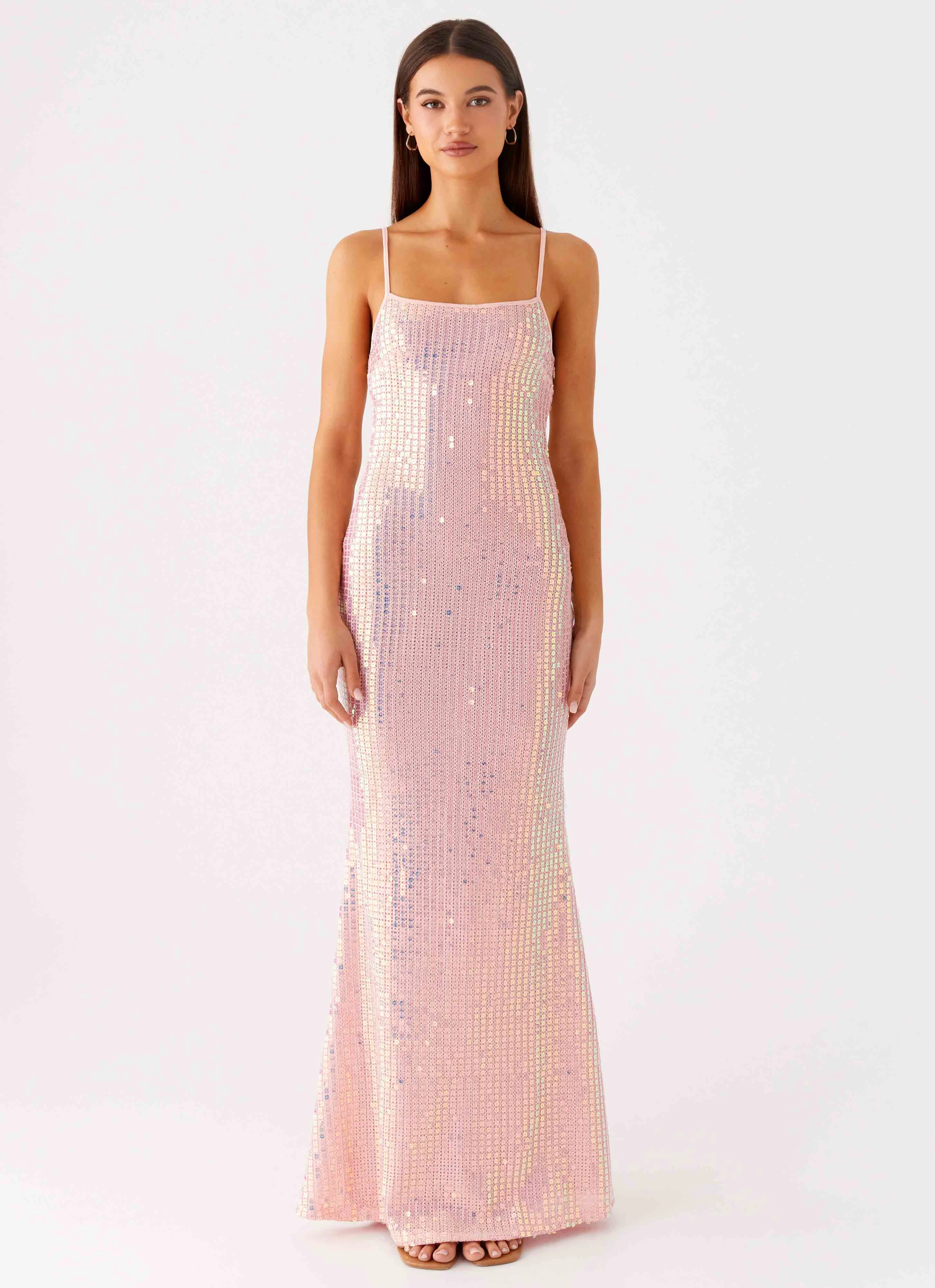 Attitude Knit Sequin Maxi Dress - Iridescent Pink