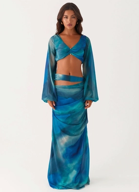 Austin Cut Out Maxi Skirt - Blue Tie Dye Austin Cut Out Maxi Skirt - Blue Tie Dye