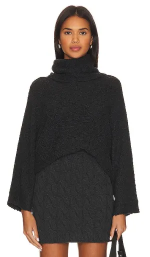 Autumn Cashmere Batwing Hi Lo Cowl Neck in Black