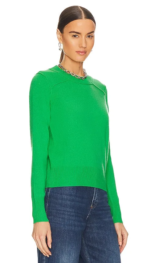 Autumn Cashmere Cropped Reversed Seams Crewneck in Green