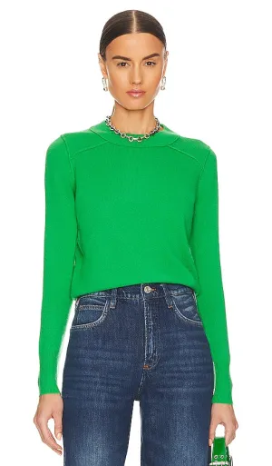 Autumn Cashmere Cropped Reversed Seams Crewneck in Green