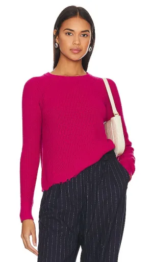 Autumn Cashmere Distressed Scallop Sweater in Fuschia