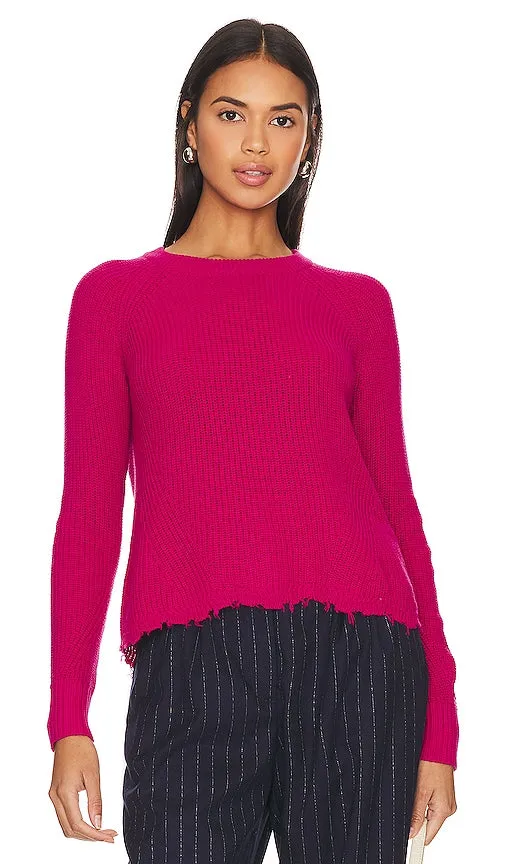 Autumn Cashmere Distressed Scallop Sweater in Fuschia