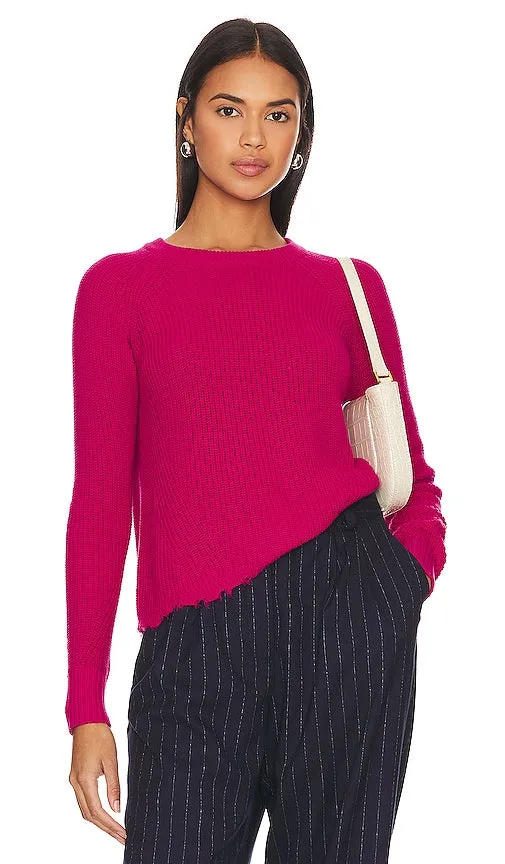 Autumn Cashmere Distressed Scallop Sweater in Fuschia