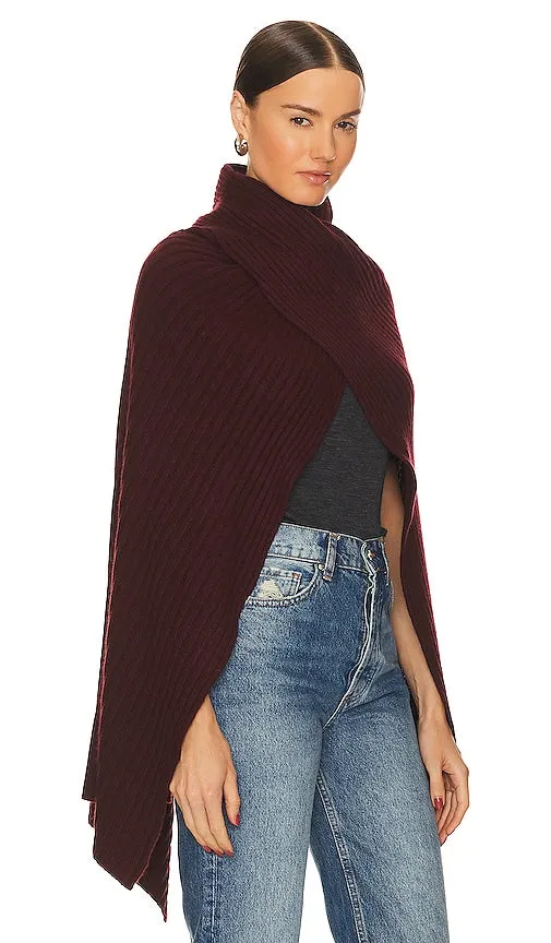 Autumn Cashmere Hybrid Rib Cape in Wine