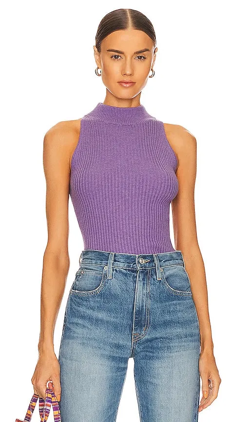 Autumn Cashmere Rib Mock Halter in Lavender