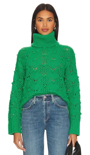 Autumn Cashmere Side Button Popcorn Cowl Neck in Green