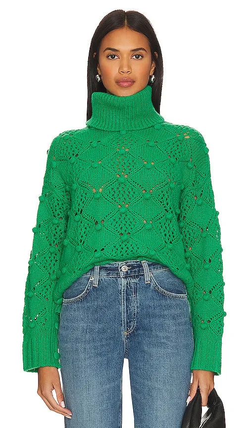 Autumn Cashmere Side Button Popcorn Cowl Neck in Green