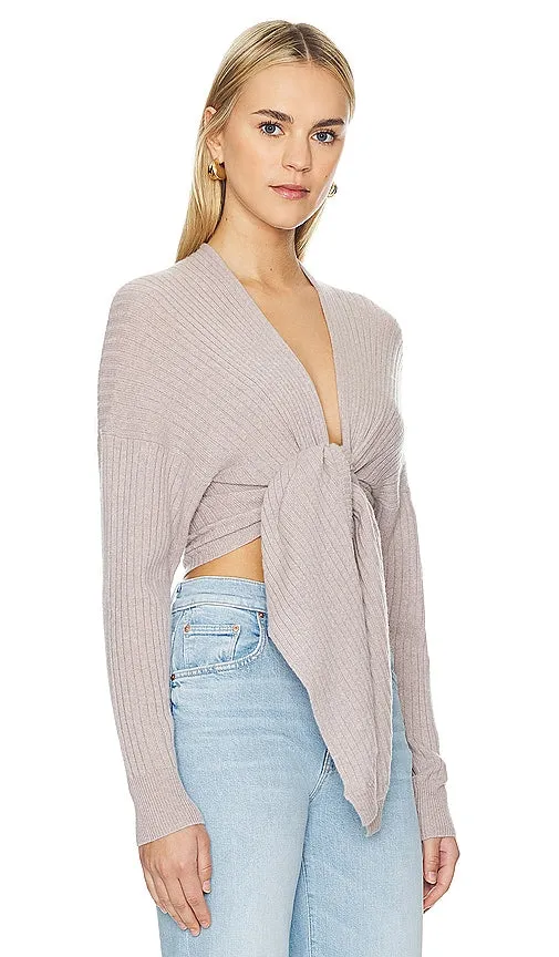 Autumn Cashmere Tie Front Cardigan in Grey