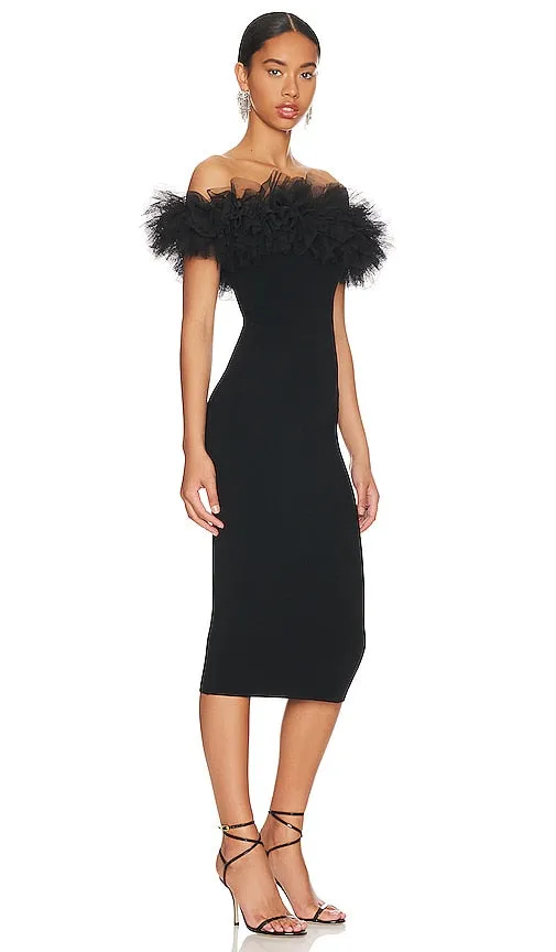 Autumn Cashmere Tulle off-the-shoulder Dress in Black