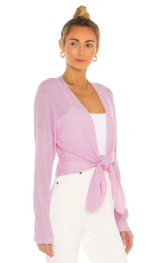 Autumn Cashmere X REVOLVE Tie Front Rib Cardigan in Pink