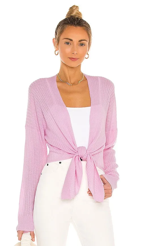Autumn Cashmere X REVOLVE Tie Front Rib Cardigan in Pink