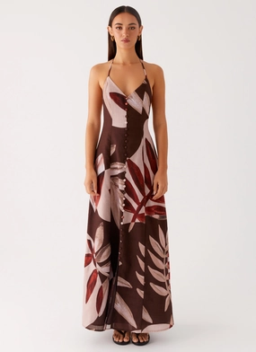 Autumn Linen Maxi Dress - Cinnamon Palm Autumn Linen Maxi Dress - Cinnamon Palm