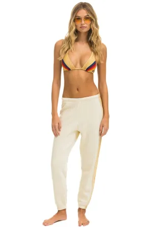 Aviator Nation 5 Stripe Sweatpants -Vintage White/ Tan Aviator Nation 5 Stripe Sweatpants -Vintage White/ Tan