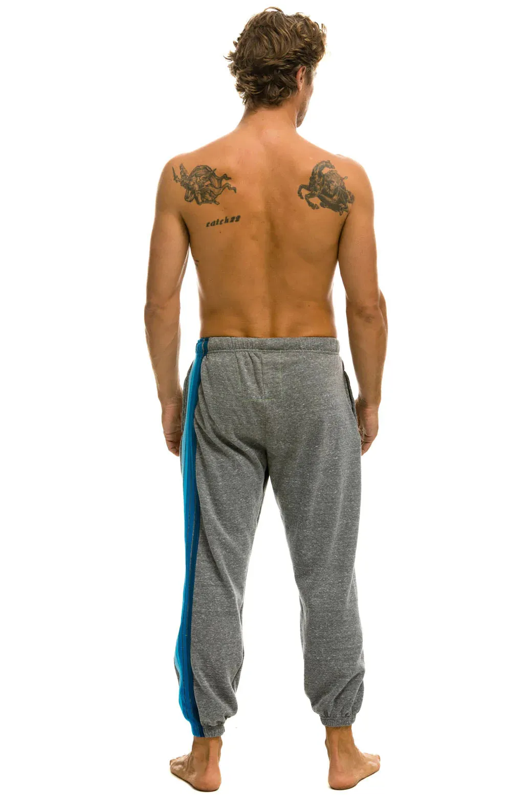Aviator Nation Men's 5 Stripes Sweatpants -Grey/ Blue