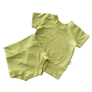 Avocado Ribbed Summer Lounge Set