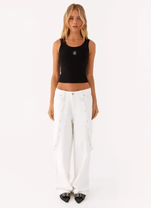 Avril Cargo Denim Pants - White Avril Cargo Denim Pants - White